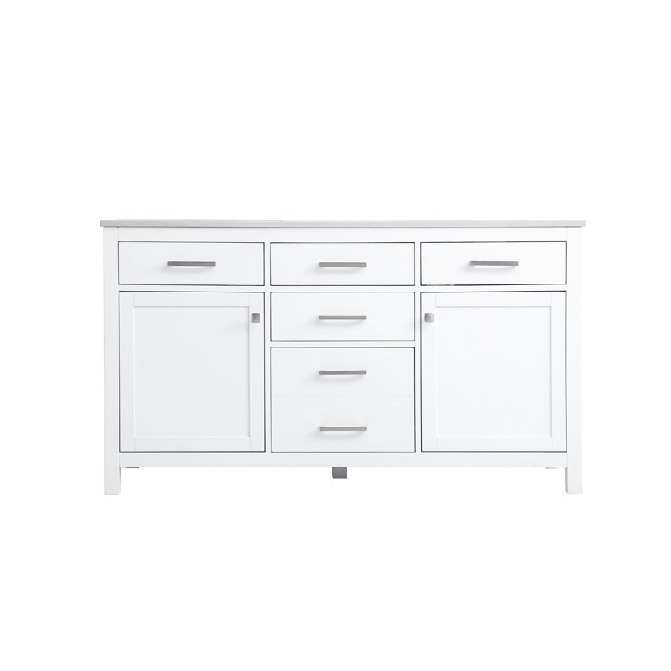 Lewis 60'' White Freestanding Double Vanity with Marble Top
