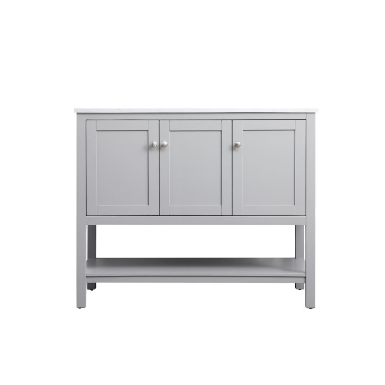 Gray Freestanding Single Vanity with Calacatta Marble Top