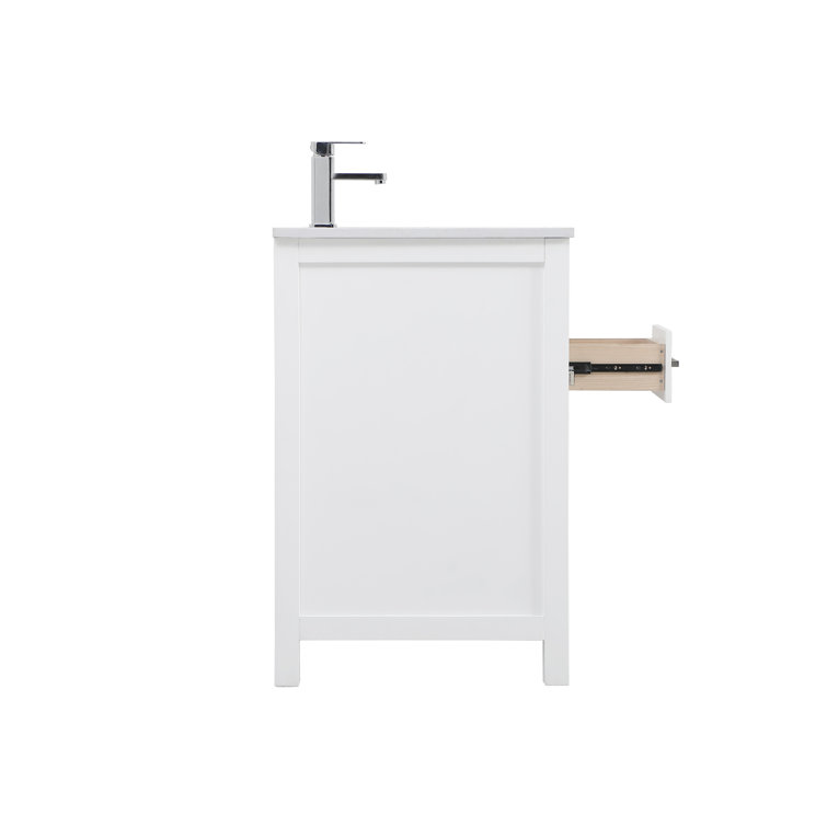 Lewis 42'' White Single Bathroom Vanity with Engineered Marble Top