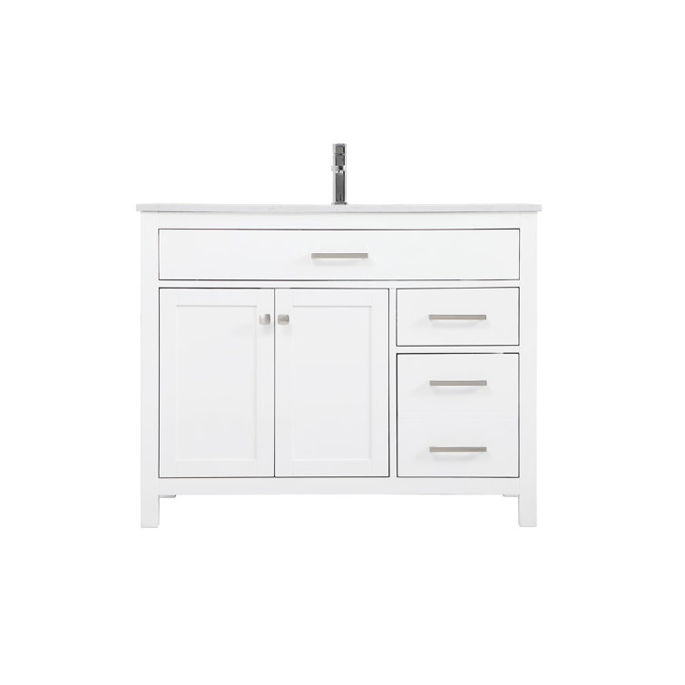Lewis 42'' White Single Bathroom Vanity with Engineered Marble Top