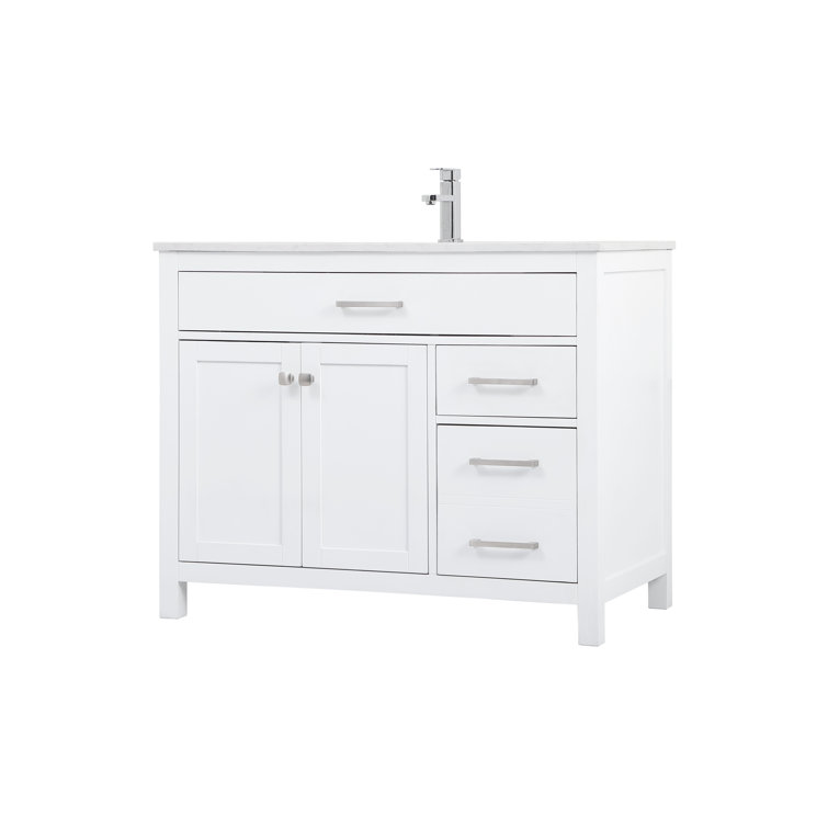 Lewis 42'' White Single Bathroom Vanity with Engineered Marble Top