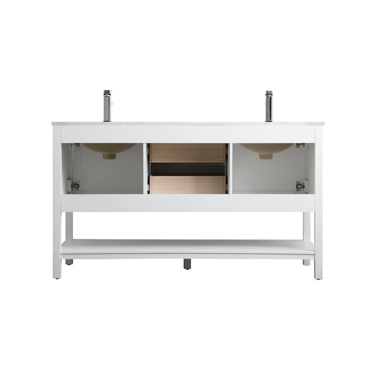 Heath 60'' White Freestanding Double Vanity with Marble Top