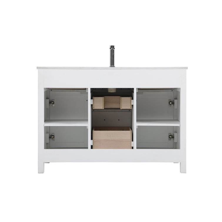 Lewis 48'' White Single Bathroom Vanity with Engineered Marble Top