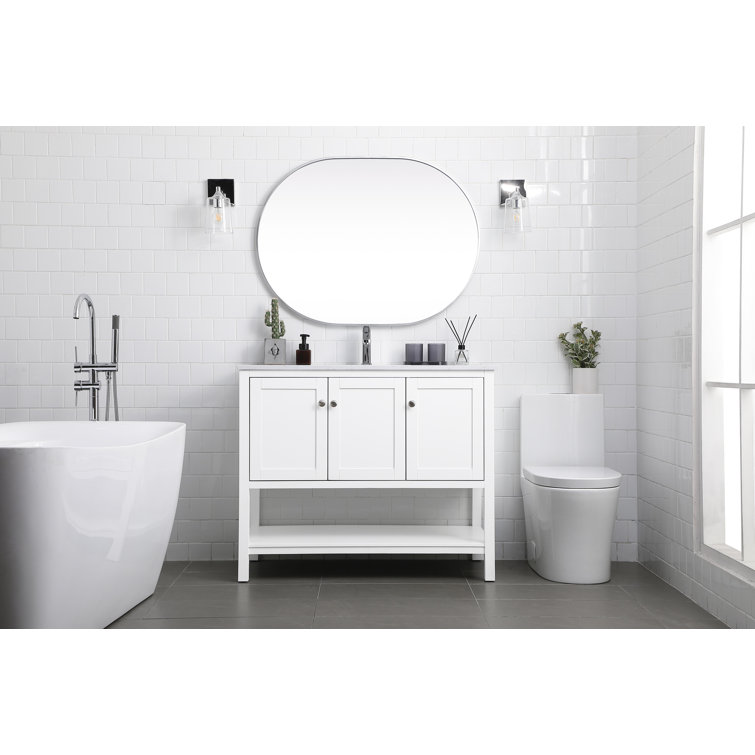 42" White Freestanding Single Vanity with Calacatta Marble Top
