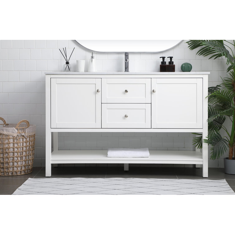 Heath 54'' White Double Vanity with Engineered Marble Top