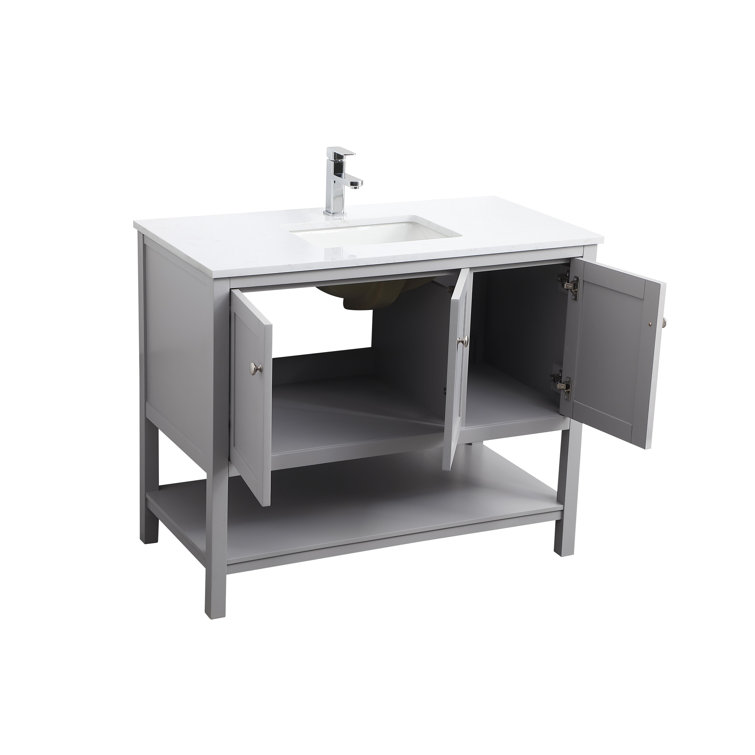 Gray Freestanding Single Vanity with Calacatta Marble Top