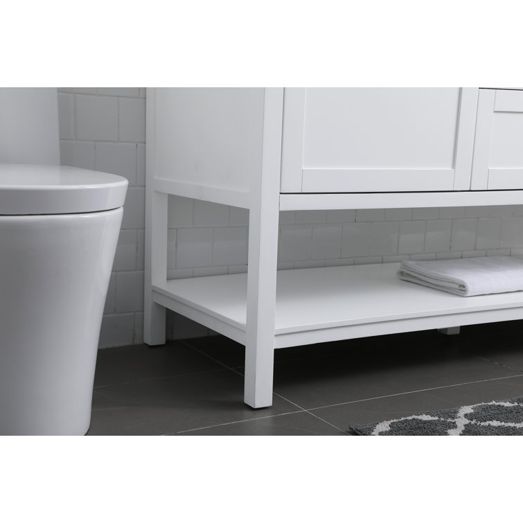 Heath 60'' White Freestanding Double Bathroom Vanity with Engineered Marble Top