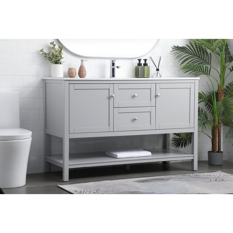 Heath 54'' Gray Double Vanity with Engineered Marble Top