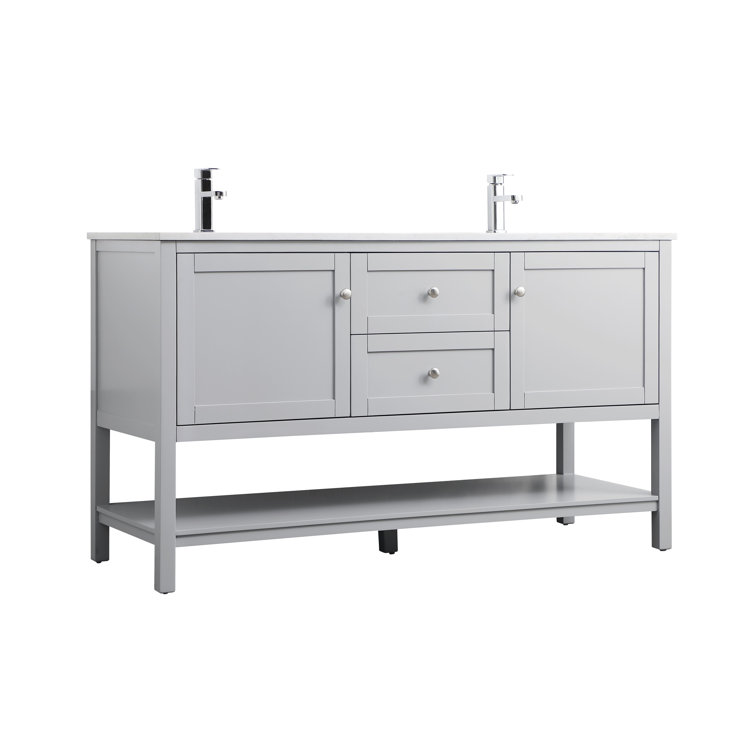 Heath 60'' Gray Freestanding Double Vanity with Marble Top