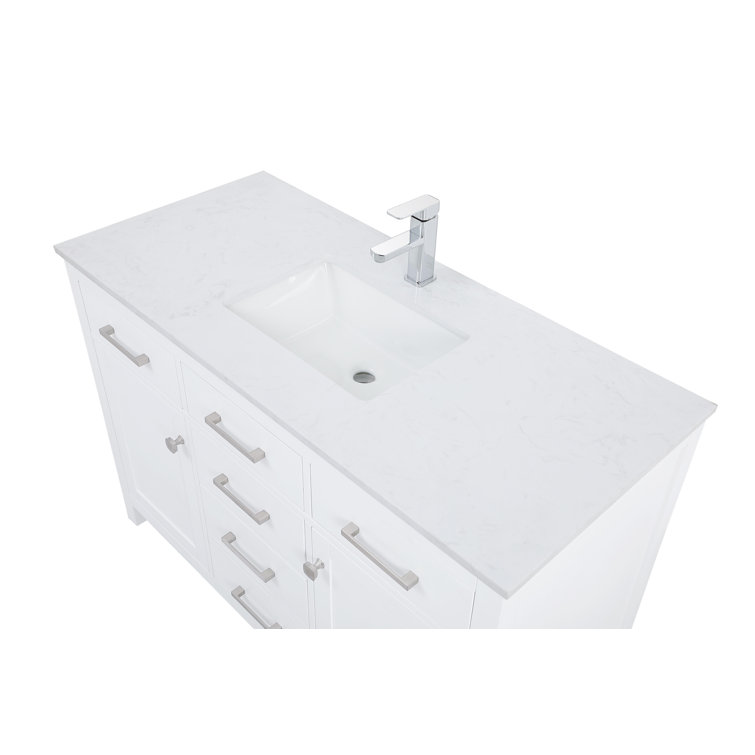 Lewis 48'' White Single Bathroom Vanity with Engineered Marble Top