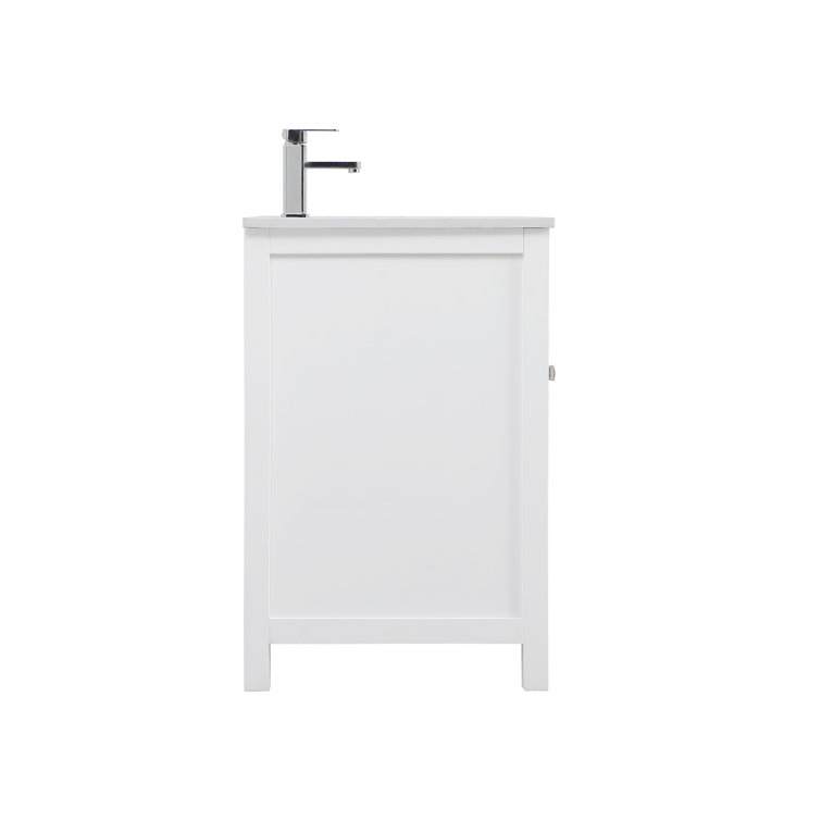 Lewis 42'' White Single Bathroom Vanity with Engineered Marble Top