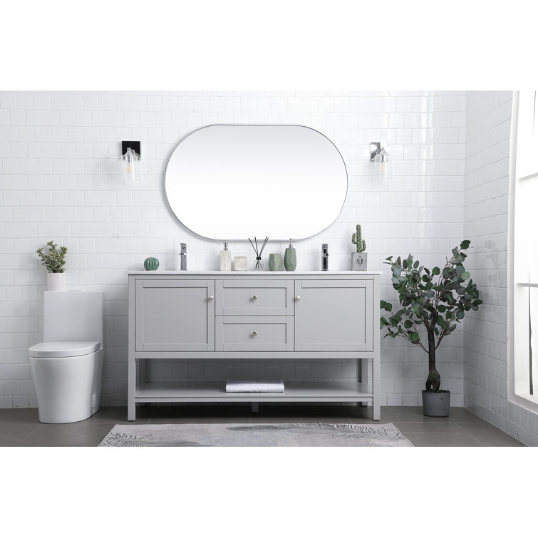 Heath 60'' Gray Freestanding Double Vanity with Marble Top