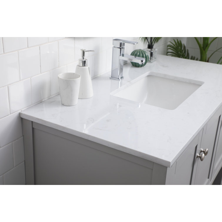 Gray Freestanding Single Vanity with Calacatta Marble Top