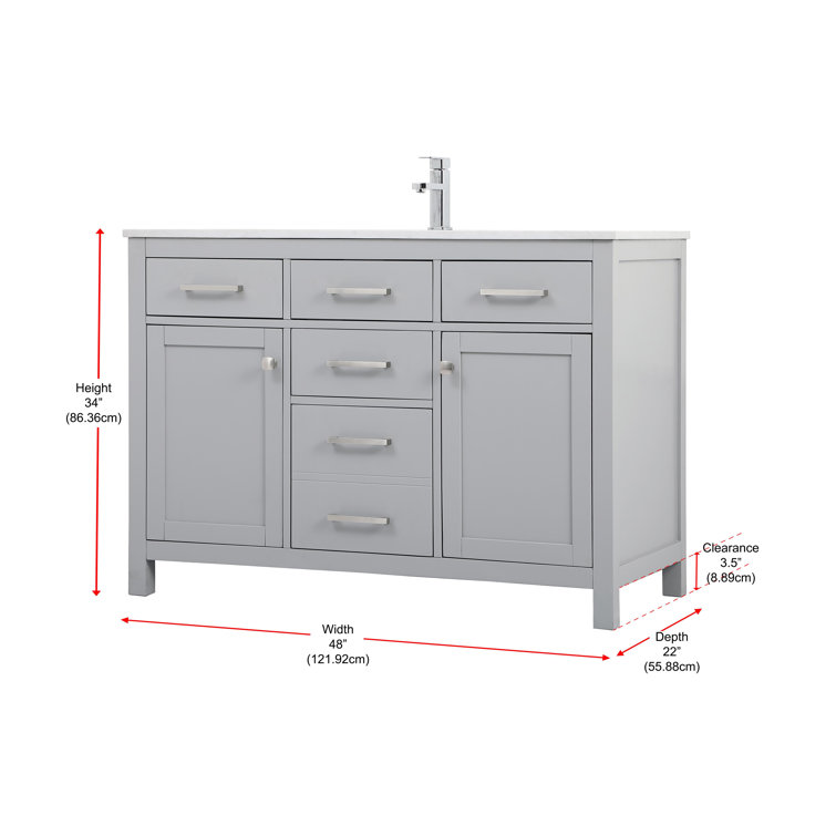 Lewis 48'' Gray Single Bathroom Vanity with Marble Top
