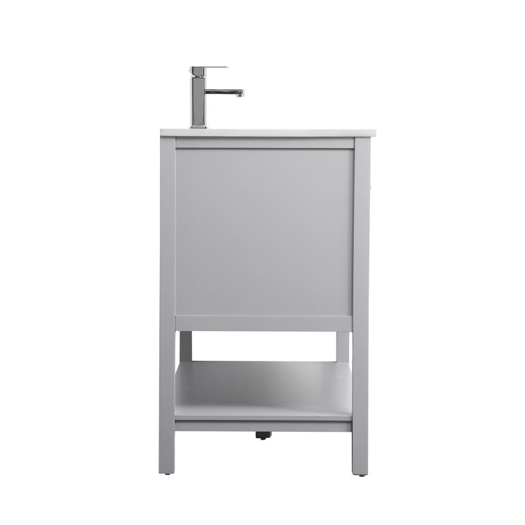 Gray Freestanding Single Vanity with Calacatta Marble Top