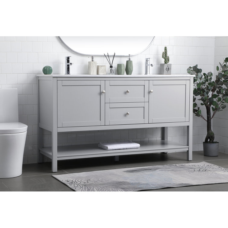 Heath 60'' Gray Freestanding Double Vanity with Marble Top