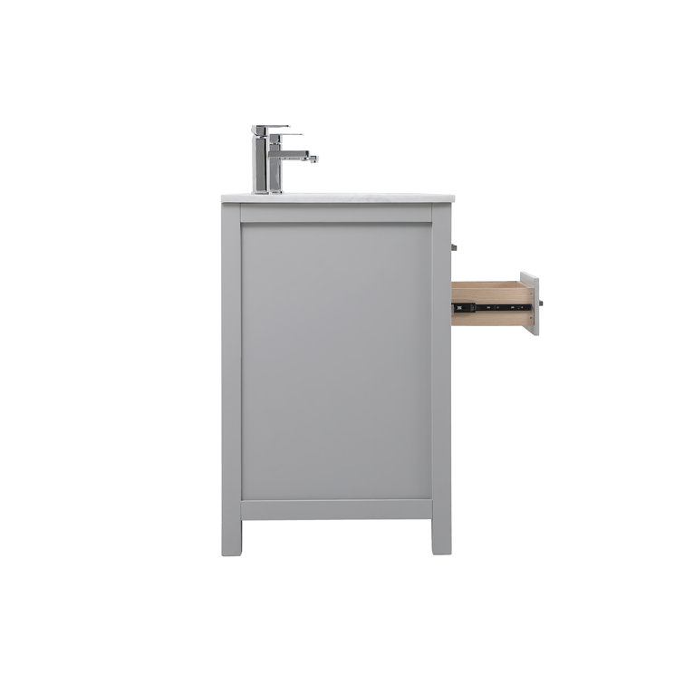 Lewis 54'' Grey Double Bathroom Vanity with Engineered Marble Top