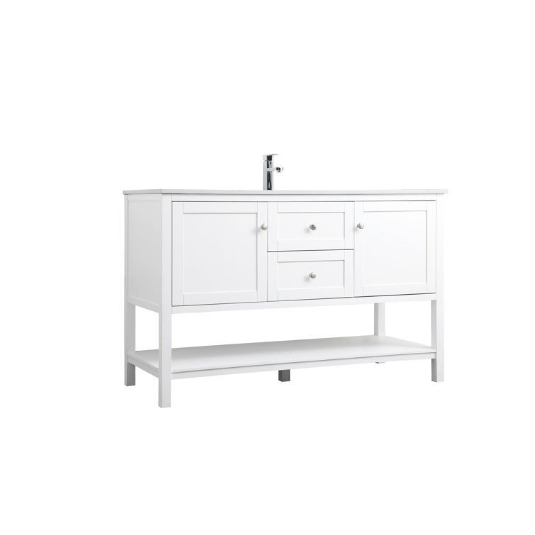 Heath 54'' White Double Vanity with Engineered Marble Top