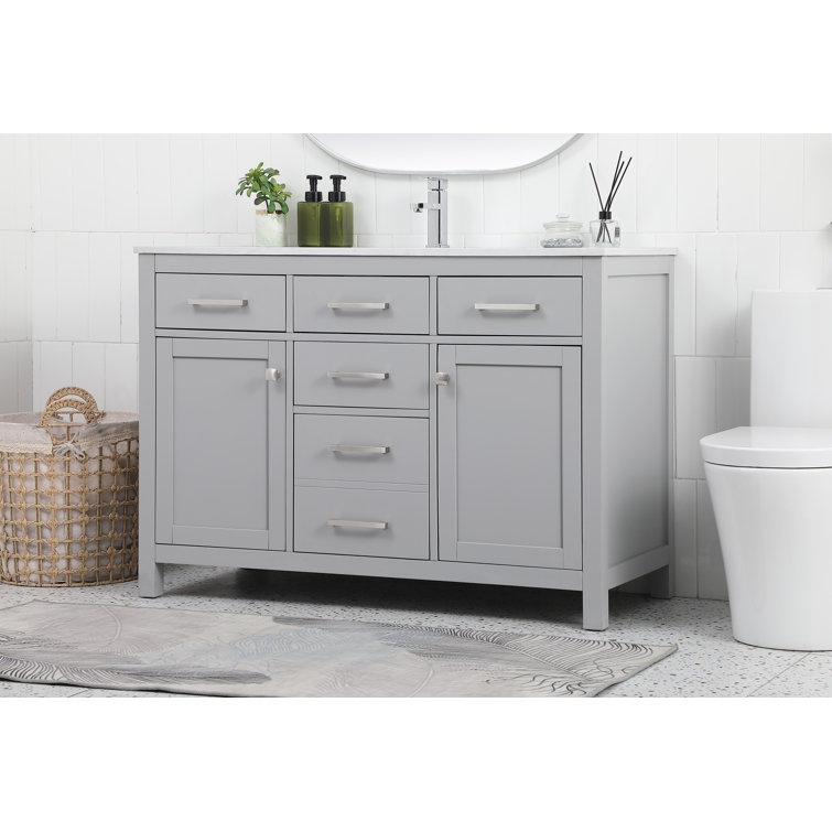 Lewis 48'' Gray Single Bathroom Vanity with Marble Top