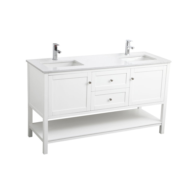 Heath 60'' White Freestanding Double Vanity with Marble Top
