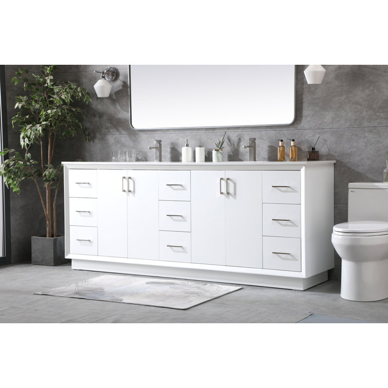 Hayes 84'' White Double Vanity with Engineered Marble Top
