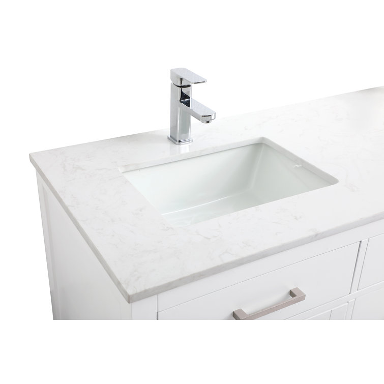 Lewis 60'' White Freestanding Double Vanity with Marble Top