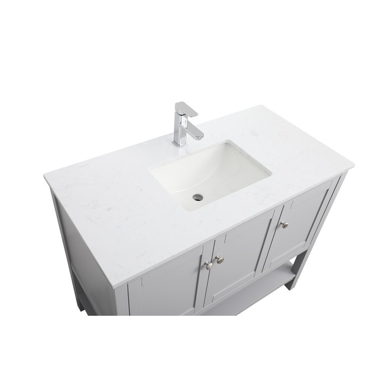 Gray Freestanding Single Vanity with Calacatta Marble Top