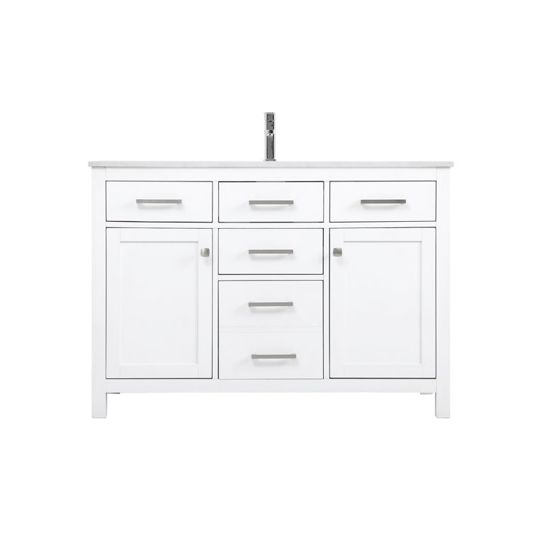 Lewis 48'' White Single Bathroom Vanity with Engineered Marble Top