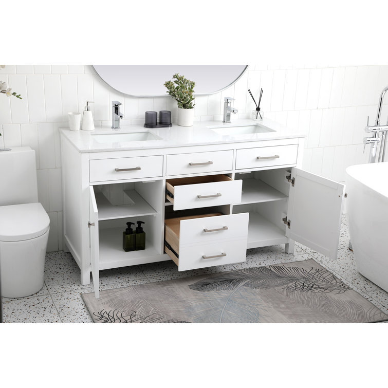 Lewis 60'' White Freestanding Double Vanity with Marble Top