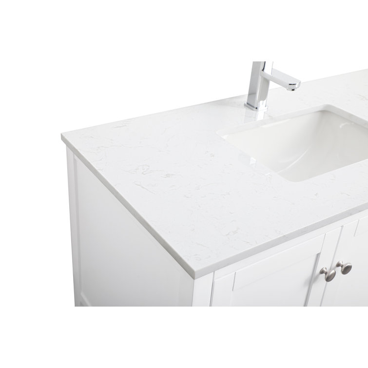 42" White Freestanding Single Vanity with Calacatta Marble Top