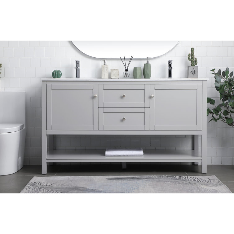 Heath 60'' Gray Freestanding Double Vanity with Marble Top