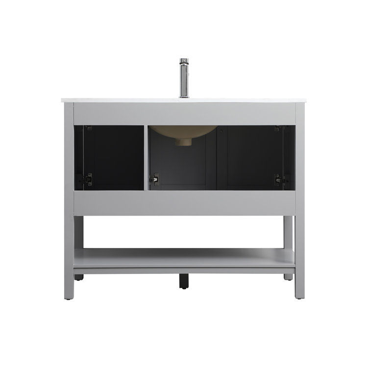 Gray Freestanding Single Vanity with Calacatta Marble Top