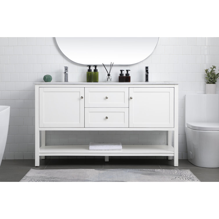 Heath 60'' White Freestanding Double Vanity with Marble Top