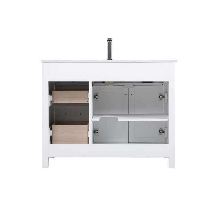 Lewis 42'' White Single Bathroom Vanity with Engineered Marble Top