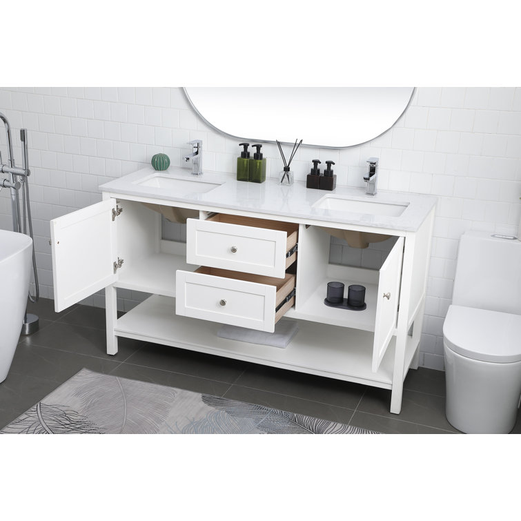 Heath 60'' White Freestanding Double Vanity with Marble Top