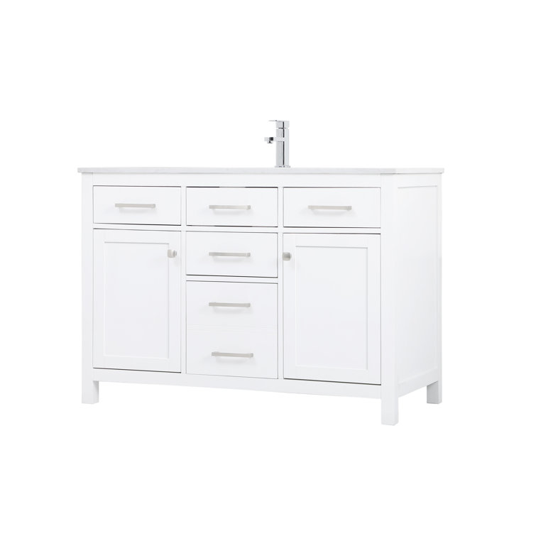 Lewis 48'' White Single Bathroom Vanity with Engineered Marble Top