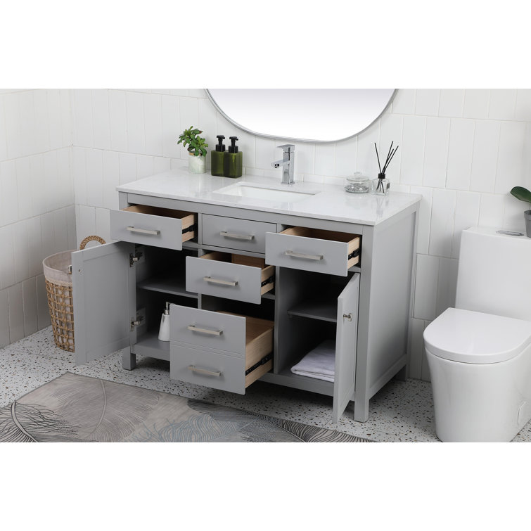 Lewis 48'' Gray Single Bathroom Vanity with Marble Top