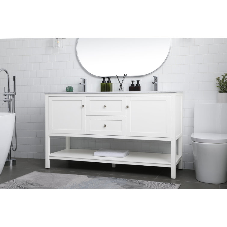 Heath 60'' White Freestanding Double Vanity with Marble Top