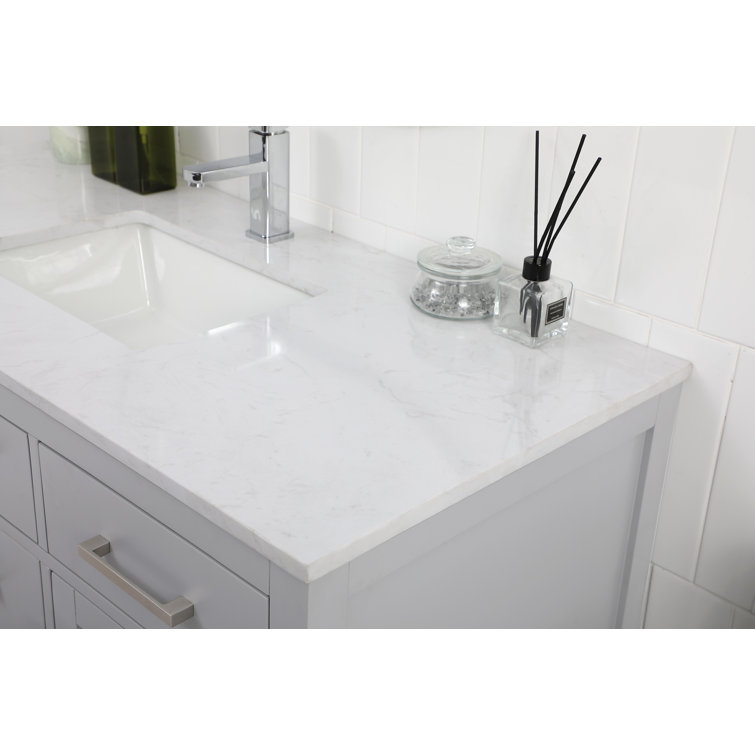 Lewis 48'' Gray Single Bathroom Vanity with Marble Top