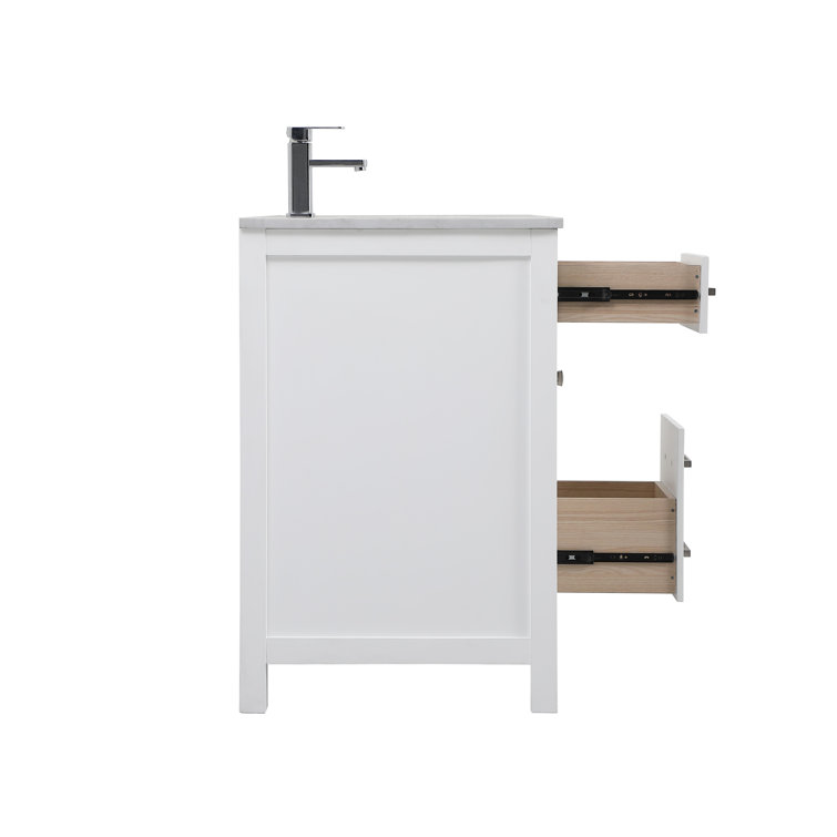 Lewis 48'' White Single Bathroom Vanity with Engineered Marble Top