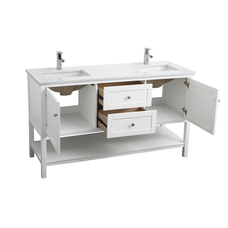 Heath 60'' White Freestanding Double Vanity with Marble Top