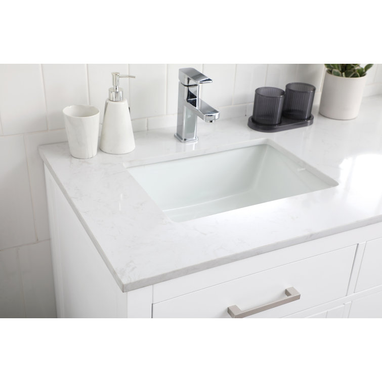 Lewis 60'' White Freestanding Double Vanity with Marble Top