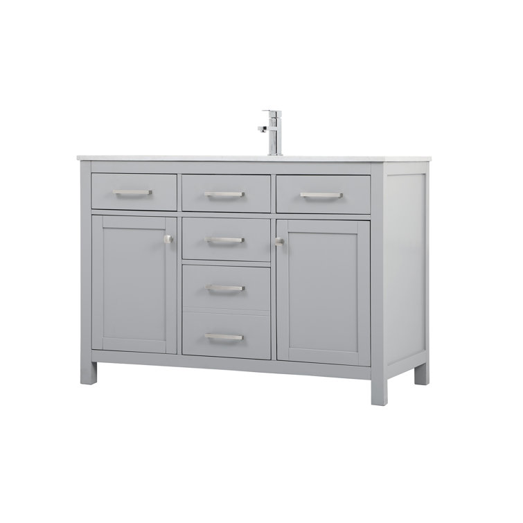 Lewis 48'' Gray Single Bathroom Vanity with Marble Top
