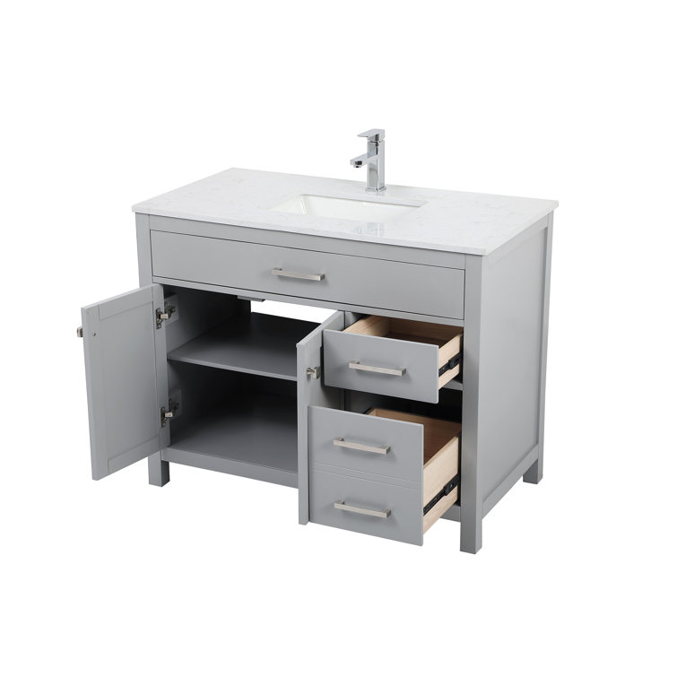 Lewis 42'' Gray Single Bathroom Vanity with Calacatta Marble Top