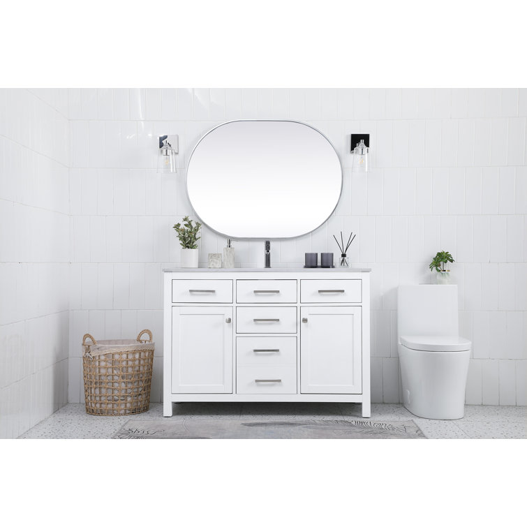 Lewis 48'' White Single Bathroom Vanity with Engineered Marble Top