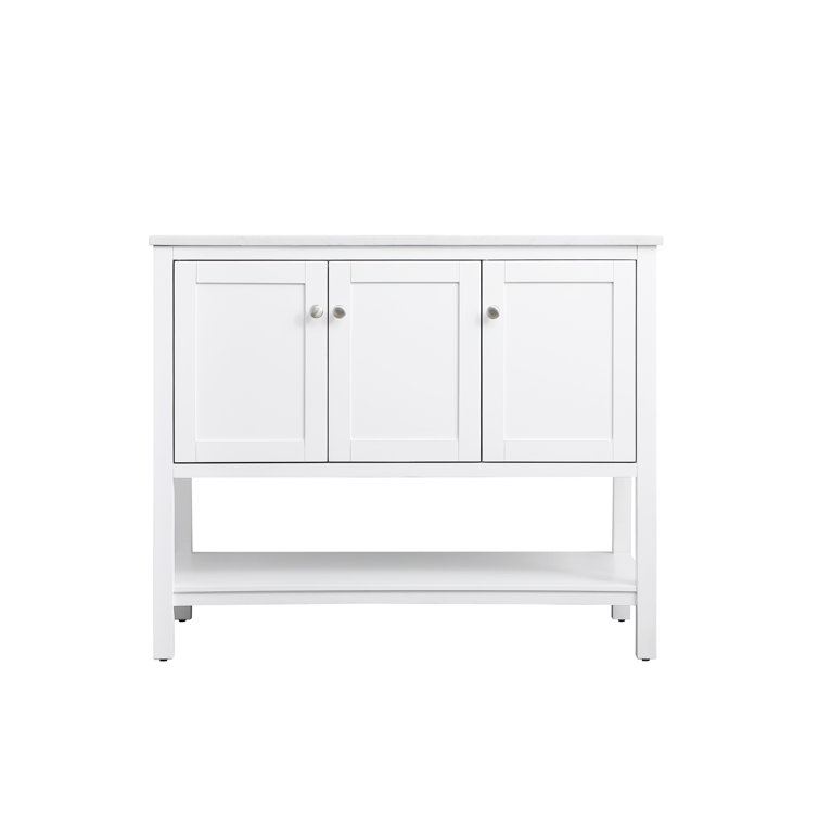42" White Freestanding Single Vanity with Calacatta Marble Top