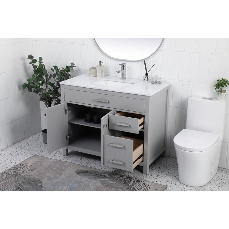 Lewis 42'' Gray Single Bathroom Vanity with Calacatta Marble Top