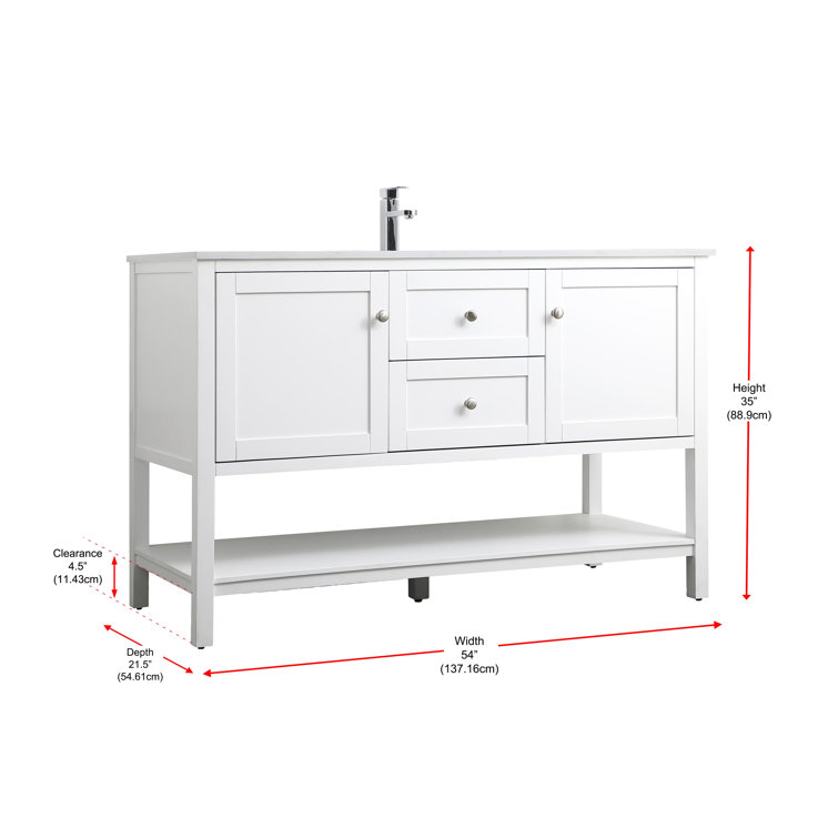 Heath 54'' White Double Vanity with Engineered Marble Top