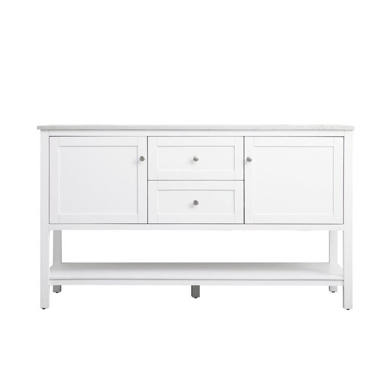 Heath 60'' White Freestanding Double Vanity with Marble Top