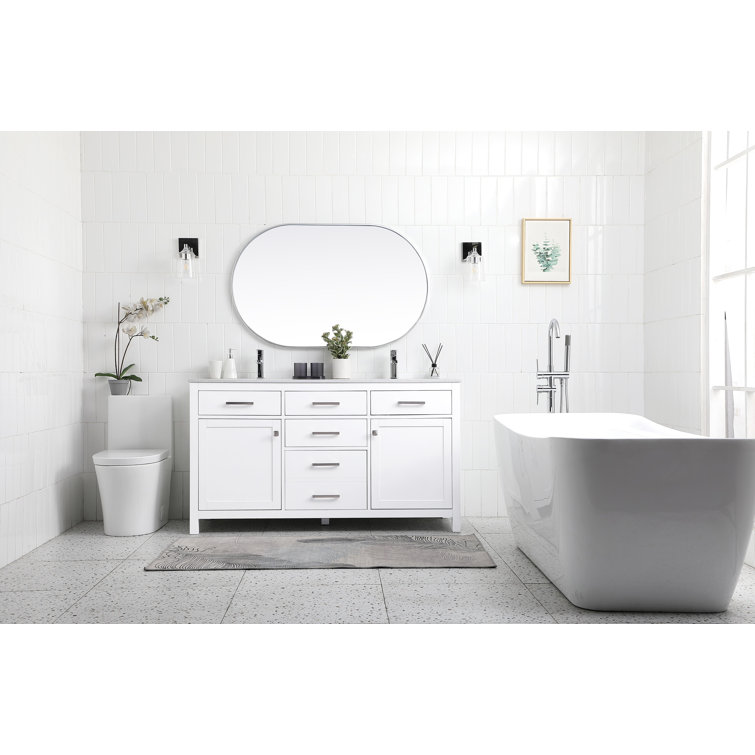 Lewis 60'' White Freestanding Double Vanity with Marble Top